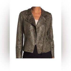 Philosophy Olive Leather Moto Style Jacket